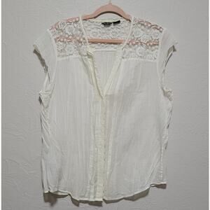 Eddie Bauer Women's XXL Button Front Short Sleeve Blouse